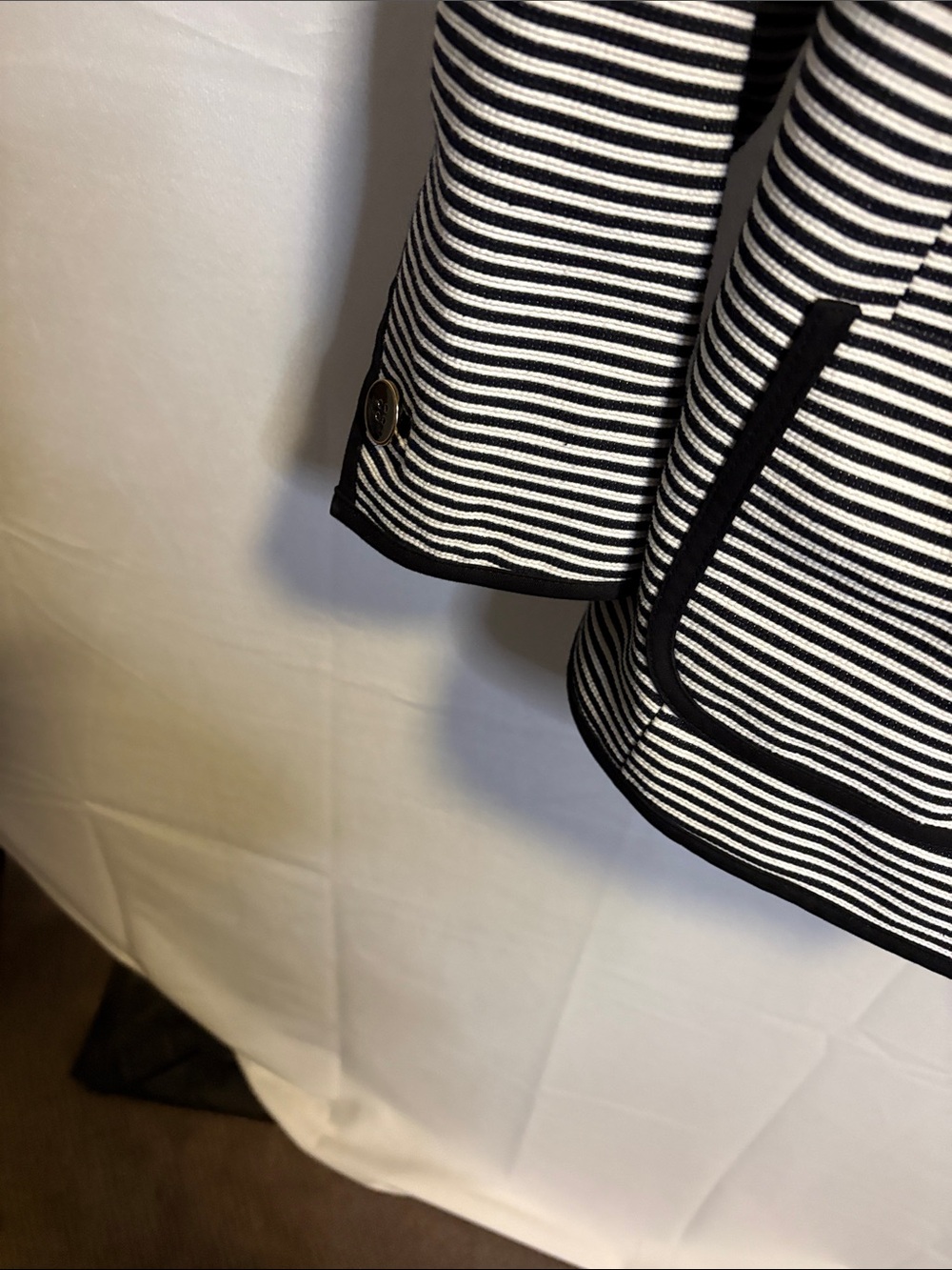 Talbots Black and White Striped Collarless Blazer - Picture 5 of 10